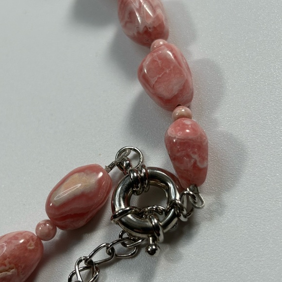 #42 Vintage Genuine Pink Lace Agate Necklace. Artisan Made - Picture 4 of 11